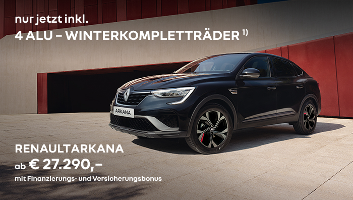 Grauer Renault Arkana in Parkhaus außen