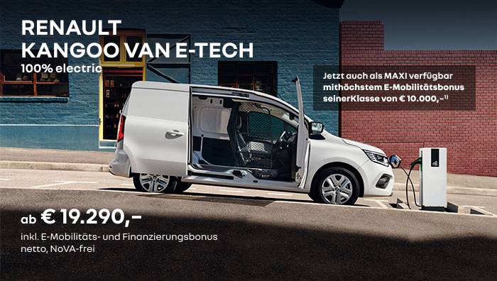 Renault Kangoo Van E-Tech vor Ladestation